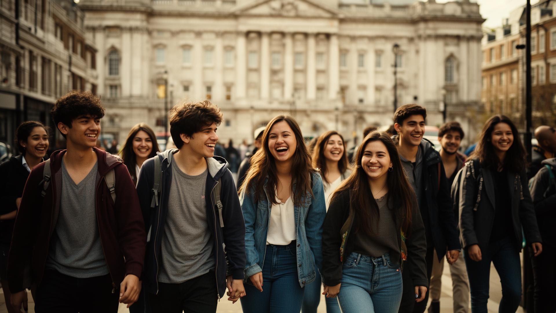 Diverse students studying together in a London university library